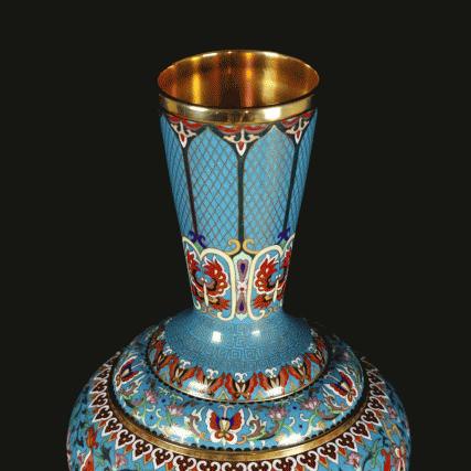 【中藝堂】张同禄 景泰蓝《十二生肖·碟花瓶》