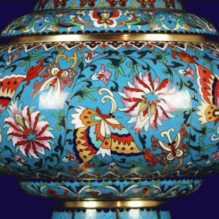 【中藝堂】张同禄 景泰蓝《十二生肖·碟花瓶》