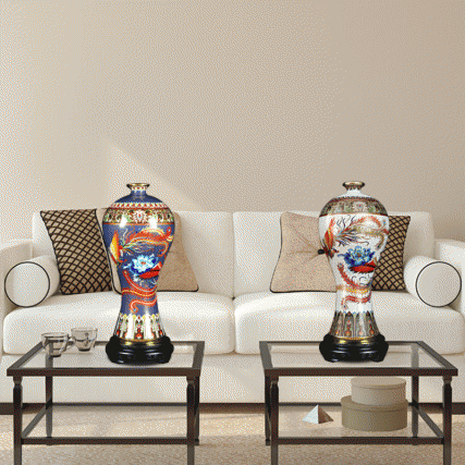 【中藝堂】张同禄 景泰蓝《十大经典·喜凤瓶》(一对)