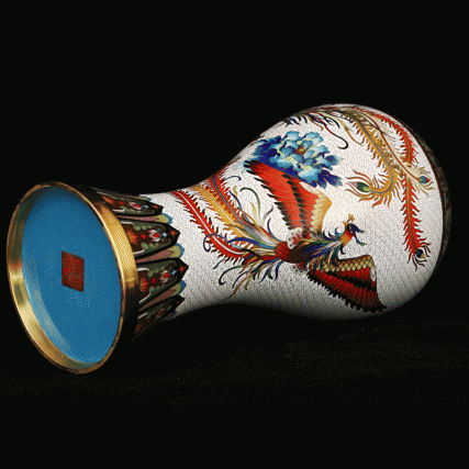 【中藝堂】张同禄 景泰蓝《十大经典·喜凤瓶》(一对)