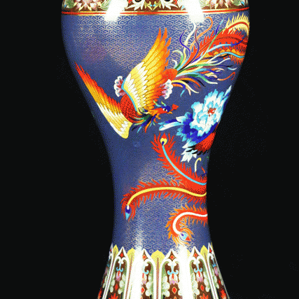 【中藝堂】张同禄 景泰蓝《十大经典·喜凤瓶》(一对)