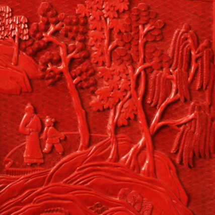 【中藝堂】杨之新 雕漆《山水仿古四条屏》