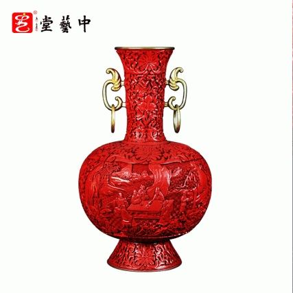 【中藝堂】杨之新 雕漆《双耳瓶》