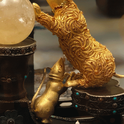 【中藝堂】王树文花丝镶嵌十二生肖·鼠特色年货家居摆件