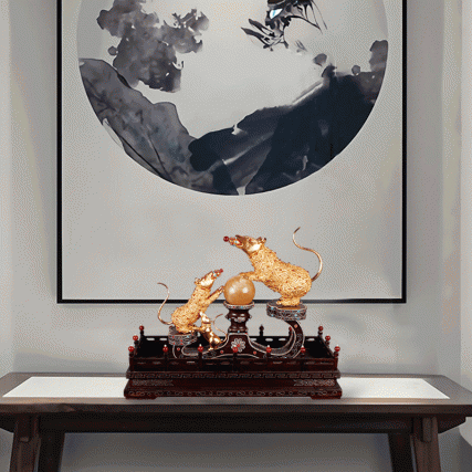 【中藝堂】王树文花丝镶嵌十二生肖·鼠特色年货家居摆件