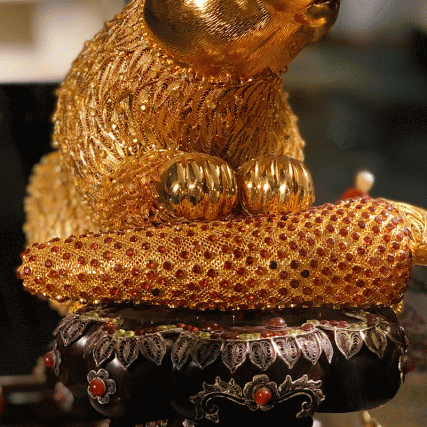 【中藝堂】王树文花丝镶嵌十二生肖·兔特色年货家居摆件