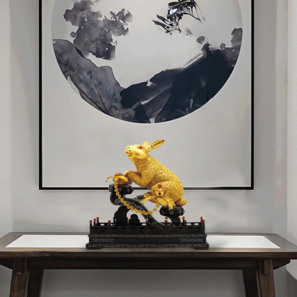 【中藝堂】王树文花丝镶嵌十二生肖·兔特色年货家居摆件