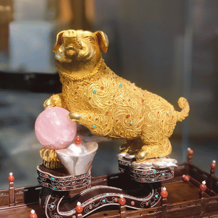 【中藝堂】王树文花丝镶嵌十二生肖·猪特色年货家居摆件