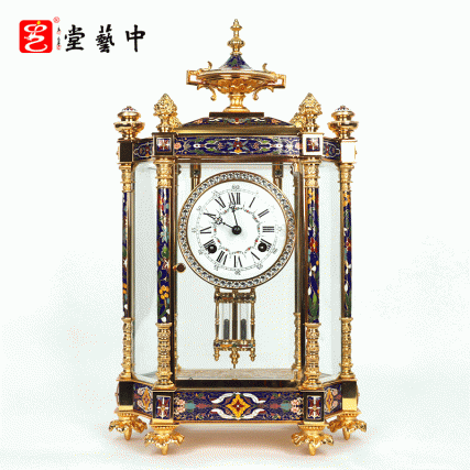 【中藝堂】 刘永森 钟声平安珐琅六柱钟