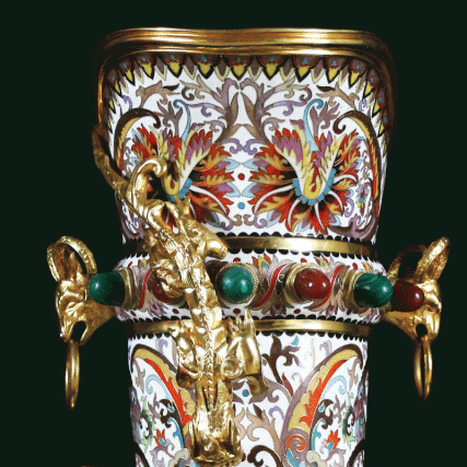 【中藝堂】张同禄 景泰蓝《羊角杯》