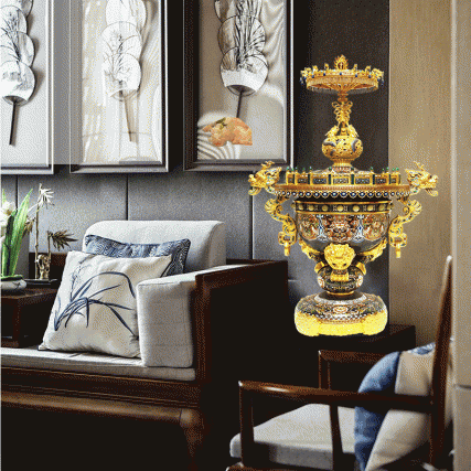 【中藝堂】张同禄 景泰蓝《座龙花薰》