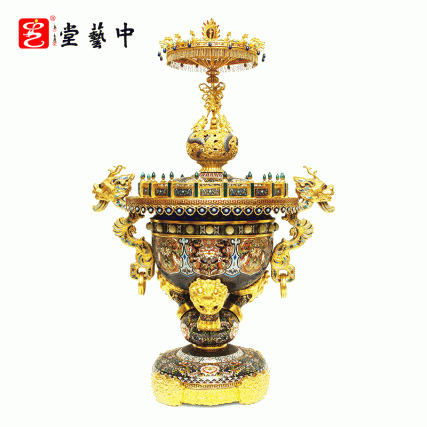 【中藝堂】张同禄 景泰蓝《座龙花薰》