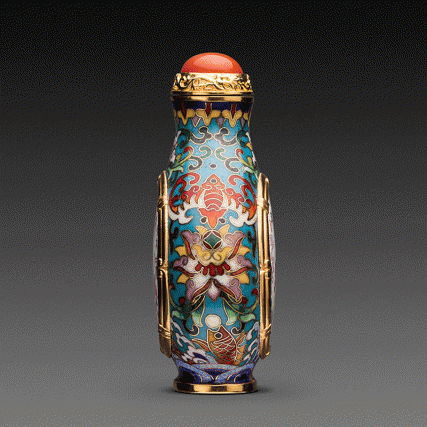 【中藝堂】张同禄 景泰蓝《十二花神生肖珐琅鼻烟壶》