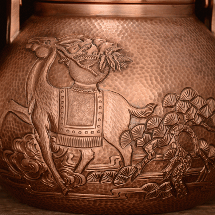 【中藝堂】孟德仁 铜壶《鹿鹤同春》