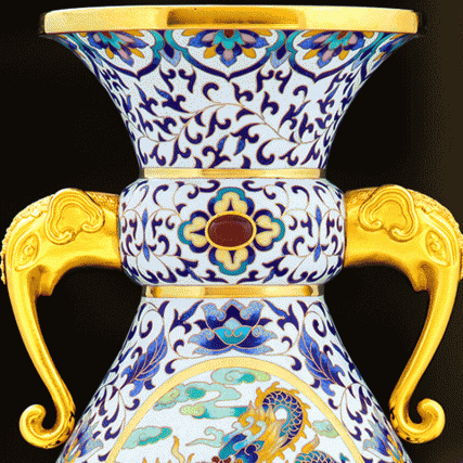 【中藝堂】《基业长青》传承尊珐琅张张同禄老师血脉传承之作青花瓷景泰蓝双工艺