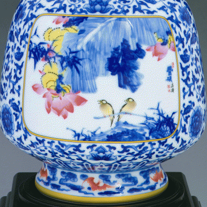 【中藝堂】《基业长青》传承尊珐琅张张同禄老师血脉传承之作青花瓷景泰蓝双工艺