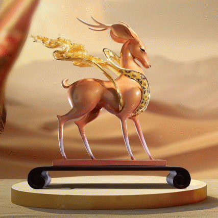 《九运中国鹿》朱炳仁程淑美联合创作 铜雕与花丝镶嵌镀金祥鹿