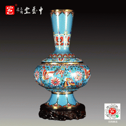 【中藝堂】张同禄 景泰蓝《十二生肖·碟花瓶》