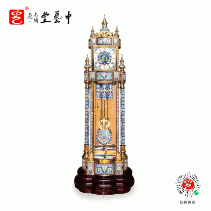 【中藝堂】钟连盛 錾金铜胎珐琅万花朝凤落地钟