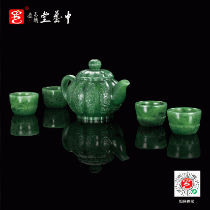 【中藝堂】袁广如、袁霖 玉器《福运绵长瓜棱壶》碧玉版