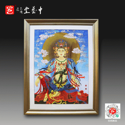 【中藝堂】张同禄 掐丝珐琅画《水月观音》