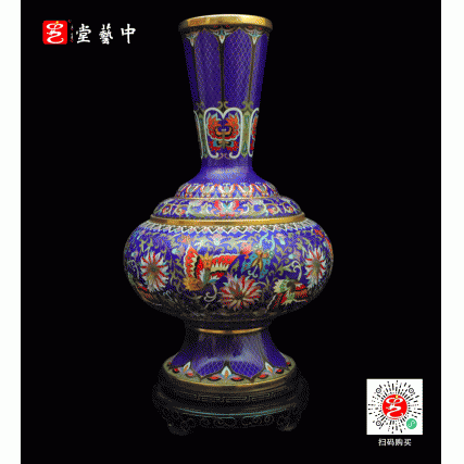 【中藝堂】张同禄 景泰蓝《蝶花瓶》收藏品