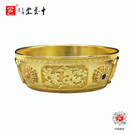 【中藝堂】袁长君 花丝镶嵌《传家宝·聚宝盆》收藏品