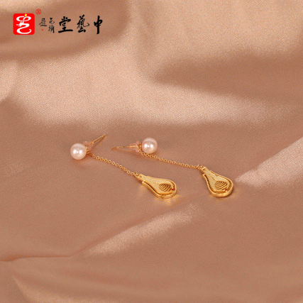 【中藝堂】 花丝镶嵌首饰 玉净瓶耳坠