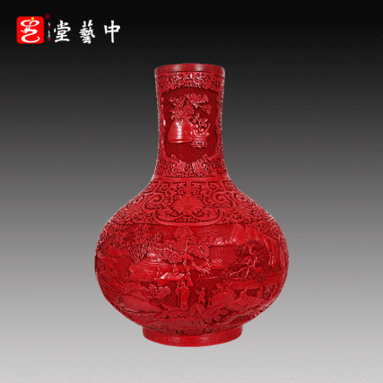 【中藝堂】杨之新 雕漆 《十八学士天球瓶》