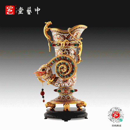 【中藝堂】张同禄 景泰蓝《羊角杯》