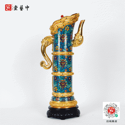 故宫传世六珍·霍铁辉亲铸 | 景泰蓝《多穆壶》 | 汉藏艺术融合的皇家法器​