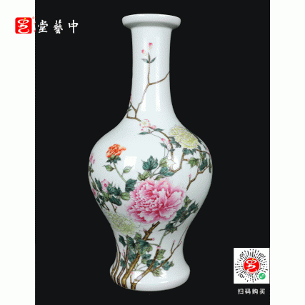 粉彩花卉盘口瓶 | 王辉大师珐琅彩传世之作 | 经典器型，繁花似锦，雅室生辉