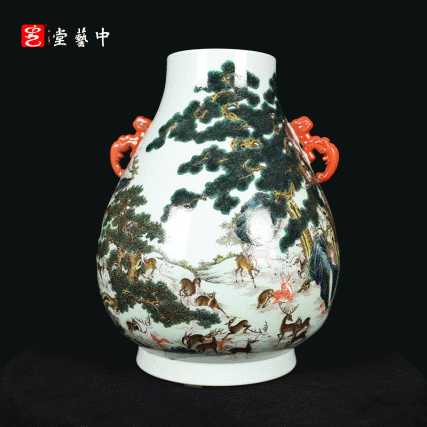 粉彩百鹿尊 | 王辉再造宫廷经典陈设重器 | 百鹿齐聚，福禄绵长，器宇恢弘