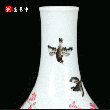 宫廷珐琅彩典藏·王辉督造「鸲鹆梅花胆瓶」 | 台北故宫同款，对瓶典藏 | 可人鸲鹄知春色，雅室生辉